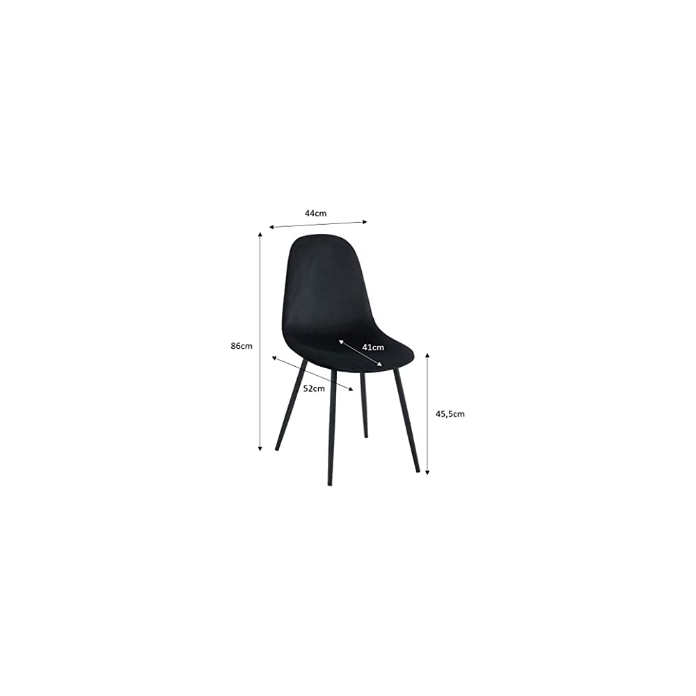BAÏTA Set of 4 LENA chairs, black velvet, black metal legs