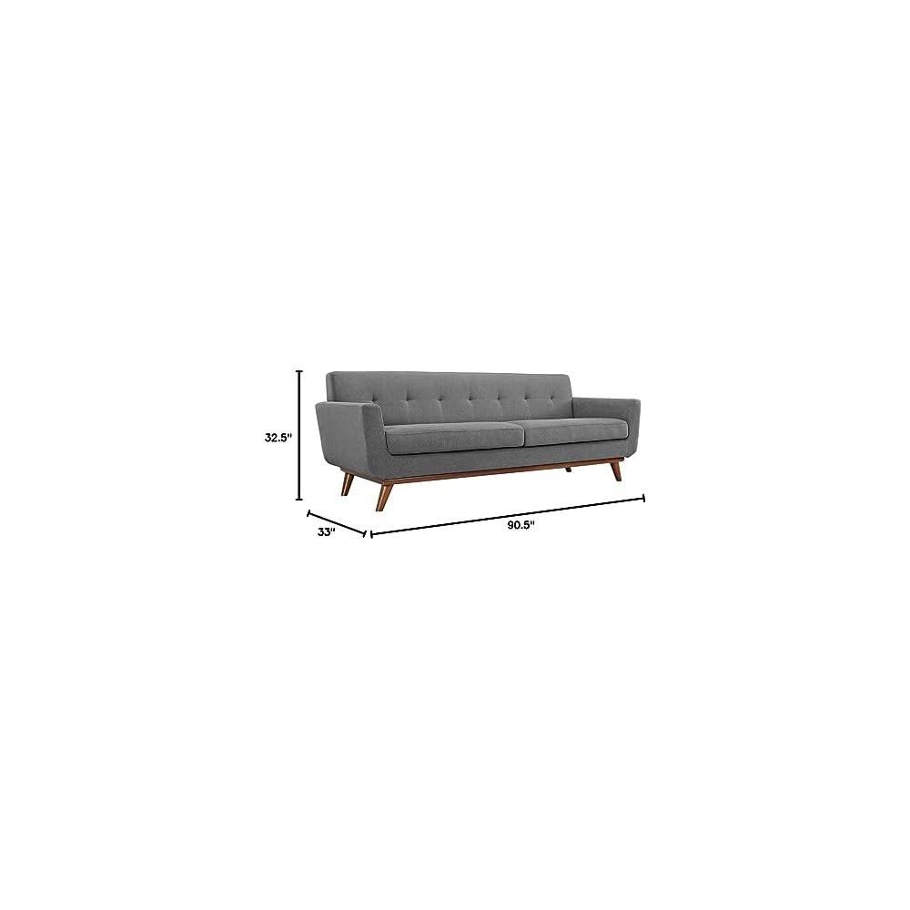Modway Engage Mid-Century Modern Upholstered Fabric Sofa in Expectation Gray