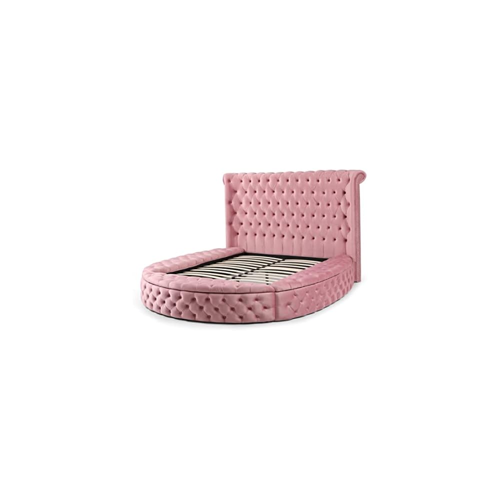 Better Home Products Elizabeth Velvet King Bed in Pink Finish (King)
