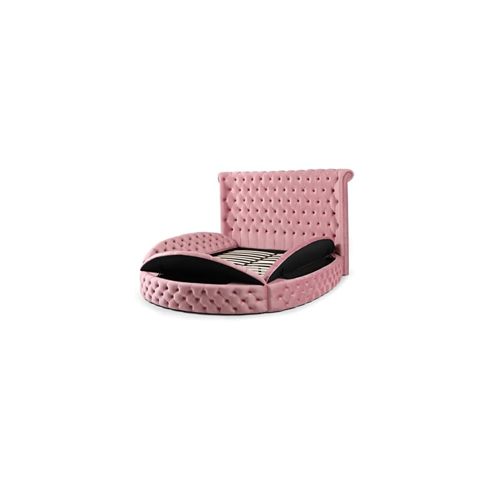 Better Home Products Elizabeth Velvet King Bed in Pink Finish (King)
