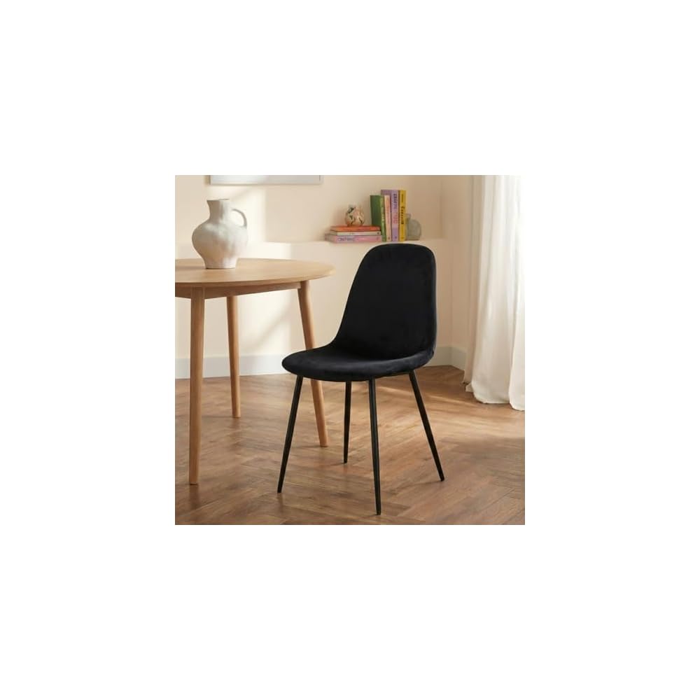 BAÏTA Set of 4 LENA chairs, black velvet, black metal legs