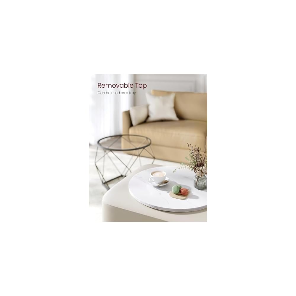 VASAGLE Small Round Coffee Table Set of 2, with Steel Frame