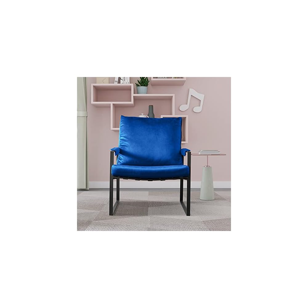 27.54" Modern Relax Single arms Chair with Velvet Cushion (Blue)