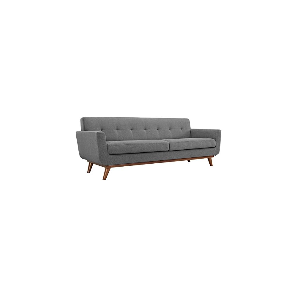 Modway Engage Mid-Century Modern Upholstered Fabric Sofa in Expectation Gray