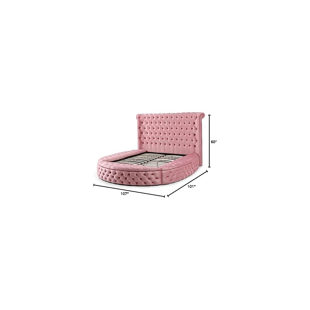 Better Home Products Elizabeth Velvet King Bed in Pink Finish (King)