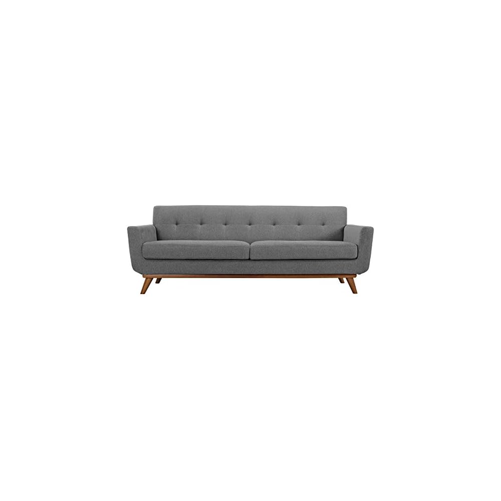 Modway Engage Mid-Century Modern Upholstered Fabric Sofa in Expectation Gray