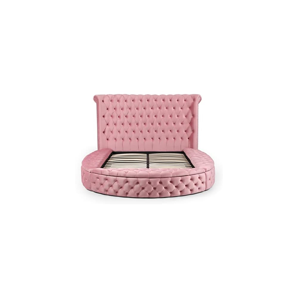 Better Home Products Elizabeth Velvet King Bed in Pink Finish (King)