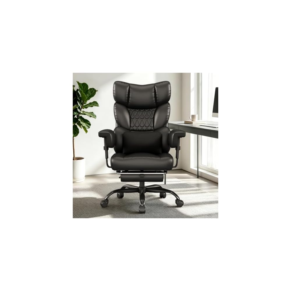 Misolant Multi-Adjustable Leather Executive Office Chair with Adjustable Armrests & Seat Height for Executive Office and Home Workplace,Black