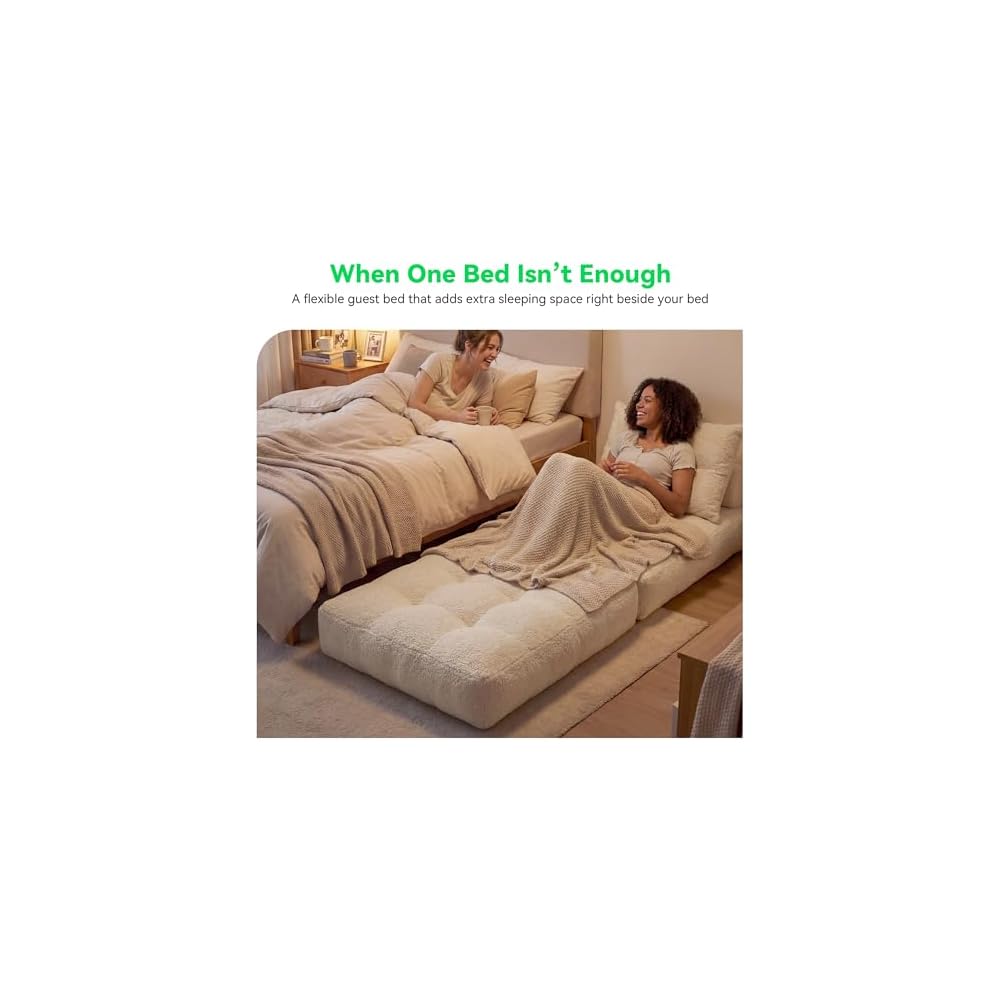 MONVANE 3-in-1 Folding Sofa Bed, Convertible Sleeper Chair Bed, Beige