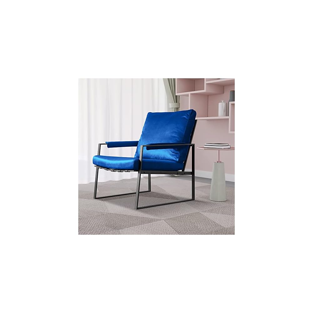27.54" Modern Relax Single arms Chair with Velvet Cushion (Blue)