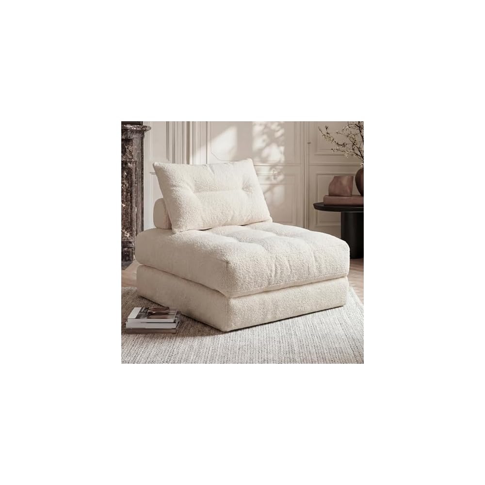 MONVANE 3-in-1 Folding Sofa Bed, Convertible Sleeper Chair Bed, Beige