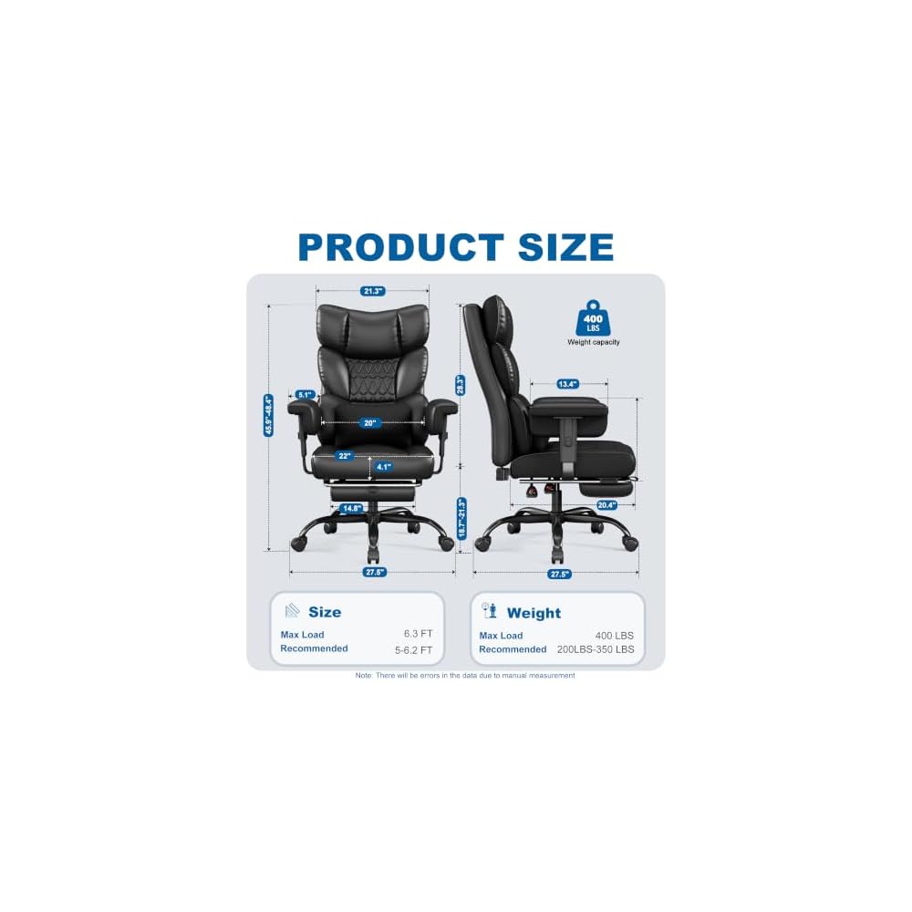 Misolant Multi-Adjustable Leather Executive Office Chair with Adjustable Armrests & Seat Height for Executive Office and Home Workplace,Black