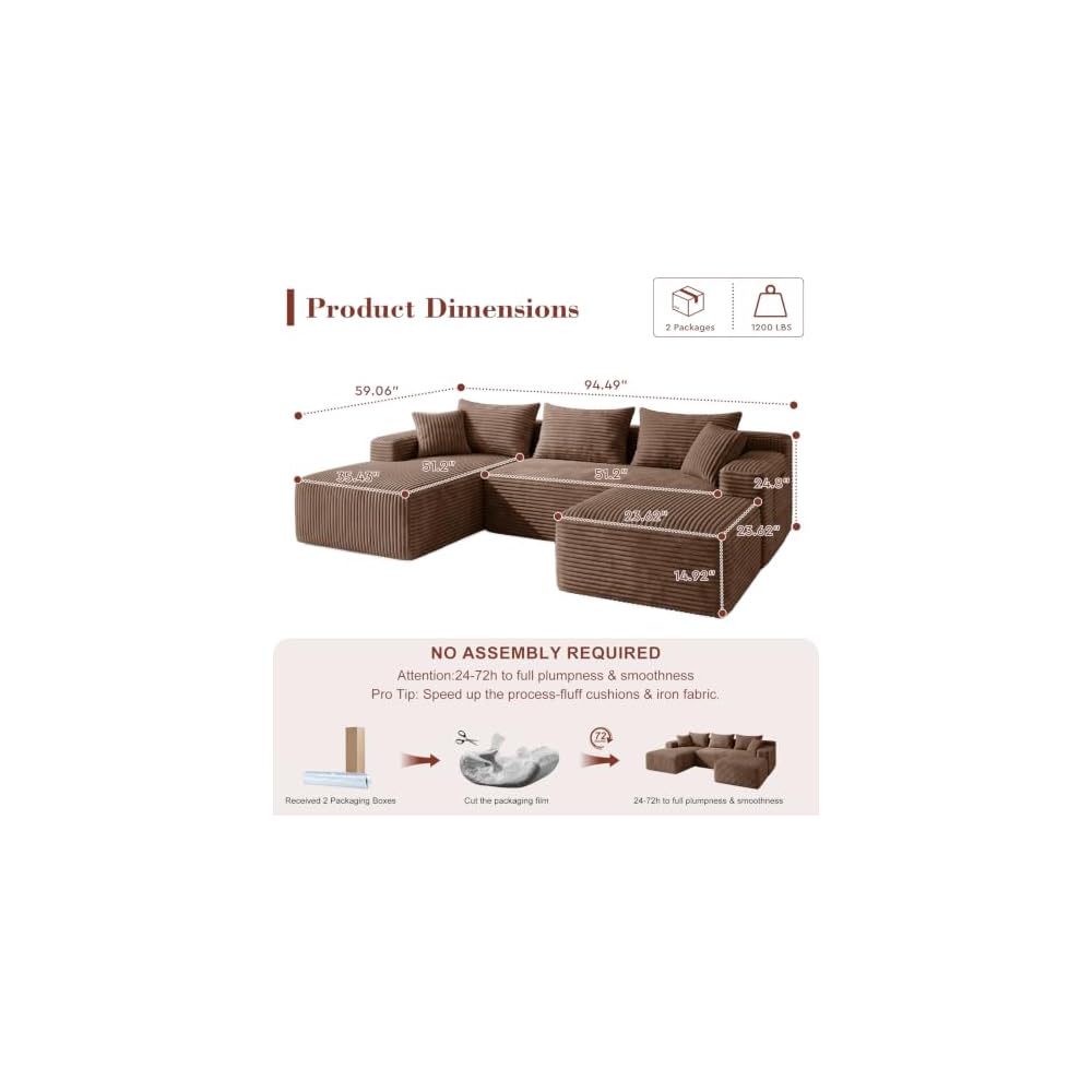 95" Boneless Couches for Living Room