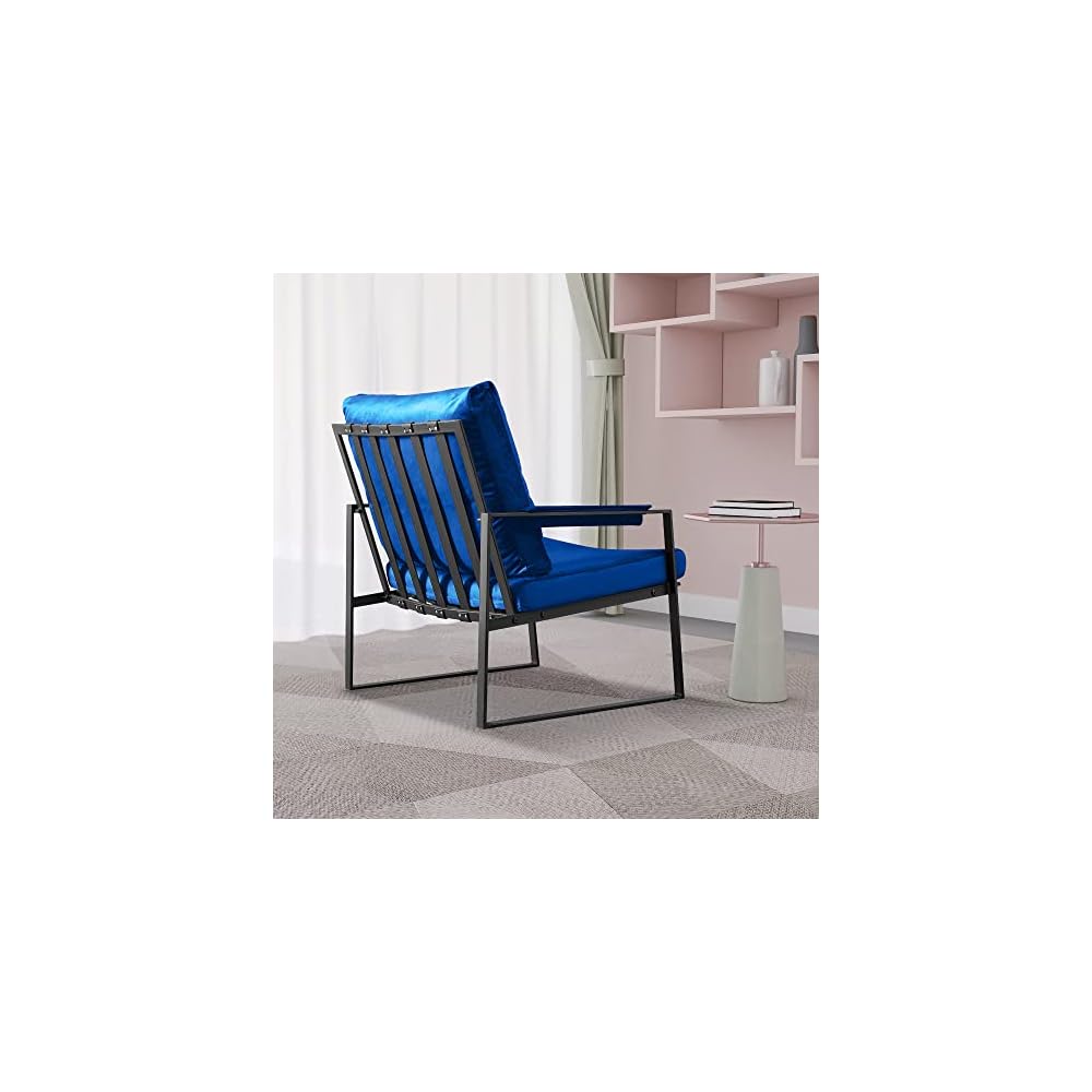 27.54" Modern Relax Single arms Chair with Velvet Cushion (Blue)