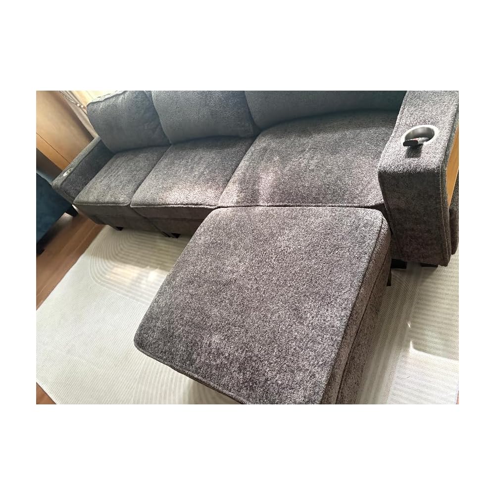 L-Shaped Sectional Couch for Living Room with Storage Drawers & Cup Holders