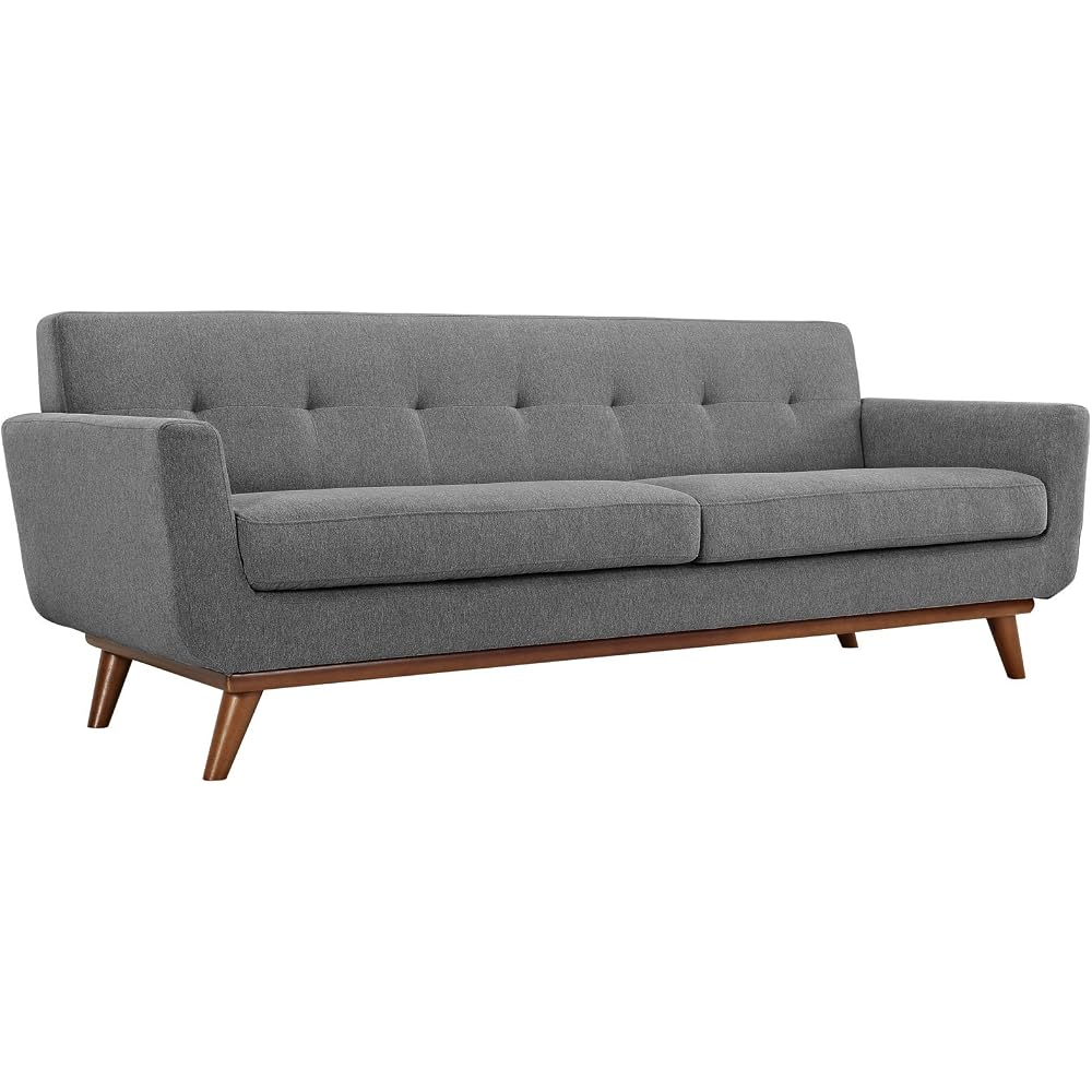 Modway Engage Mid-Century Modern Upholstered Fabric Sofa in Expectation Gray