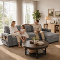 L-Shaped Sectional Couch for Living Room with Storage Drawers & Cup Holders