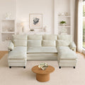 105" U Shaped Sectional Couch for Living Room, 4 Seater Cloud Sofa with Double Chaise and Dual Layer Cushion, Modern Comfy Chenille Upholstered Sofas for Apartment, Bedroom, Beige