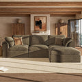 110" Cloud Sectional Couches for Living Room, Convertible L Shape Boneless Couch with Ottoman, Oversized Modular Cloud Sofa Set, 3 Seat Deep Comfy Sofa for Bedroom Apartment, Chenille, Coffee Brown